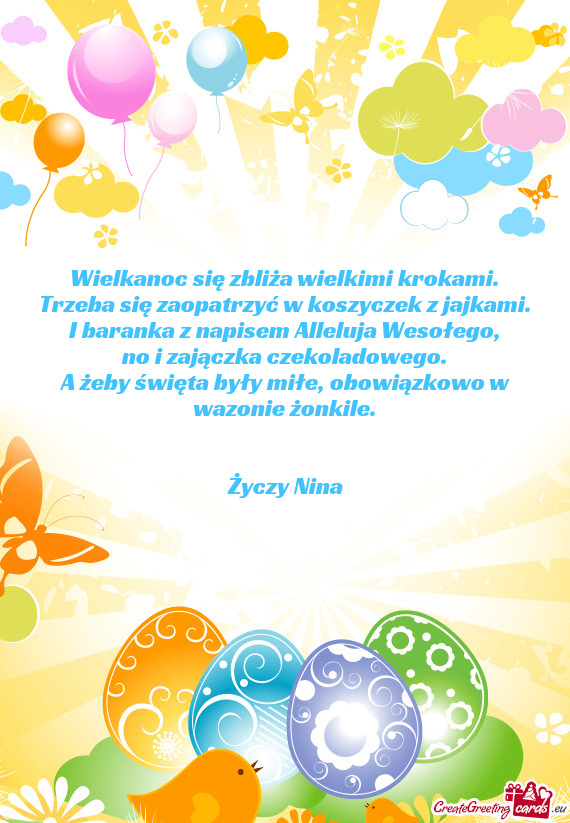 Wielkanoc się zbliża wielkimi krokami.  Trzeba się zaopatrzyć w koszyczek