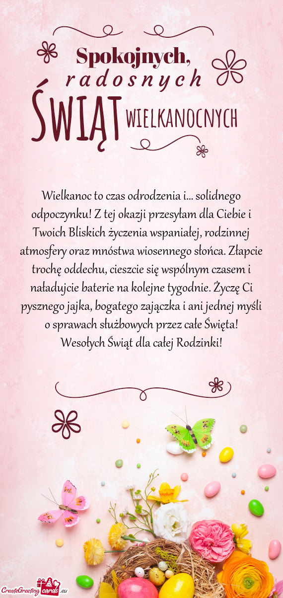 Wielkanoc to czas odrodzenia i… solidnego odpoczynku! Z tej okazji przesyłam dla Ciebie i Twoich