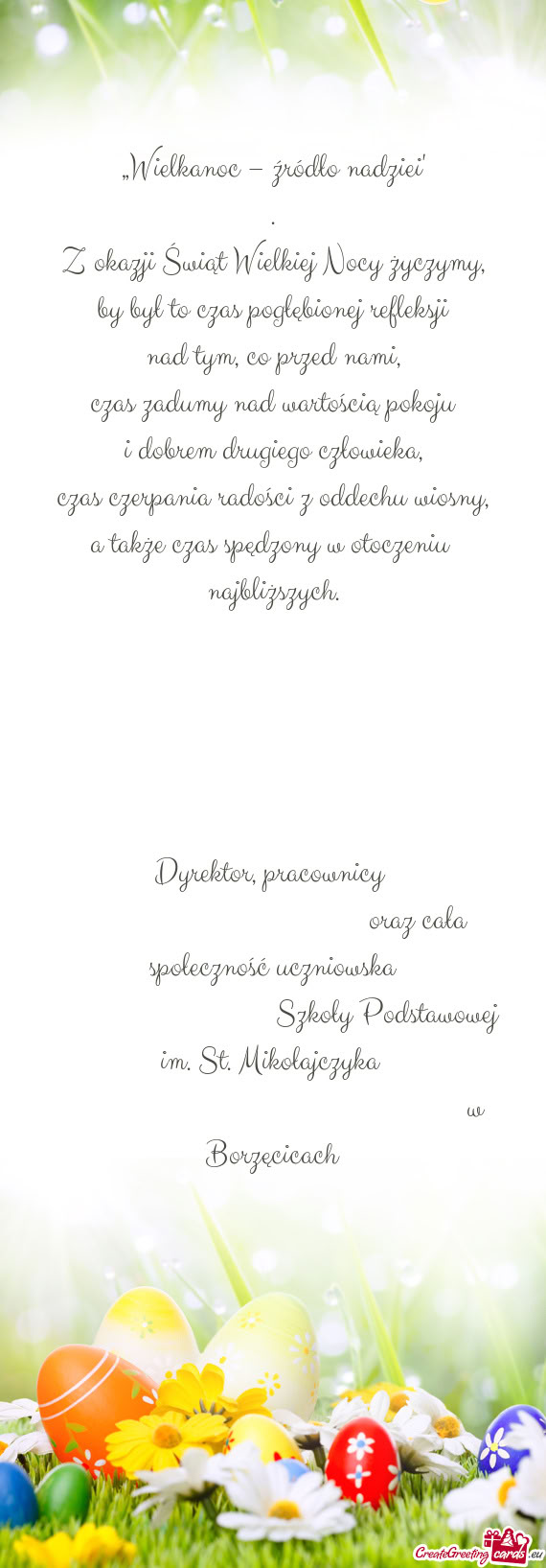 „Wielkanoc – źródło nadziei”