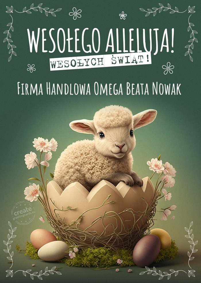 Wielkanocny baranek przesyła Ci Firma Handlowa Omega Beata Nowak życzenia
