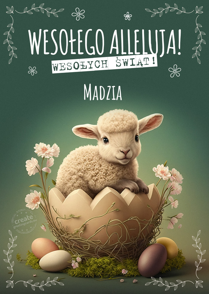 Wielkanocny baranek przesyła Ci Madzia życzenia