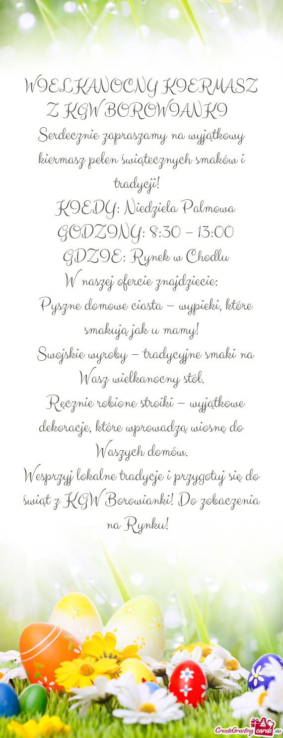 WIELKANOCNY KIERMASZ Z KGW BOROWIANKI 🐥