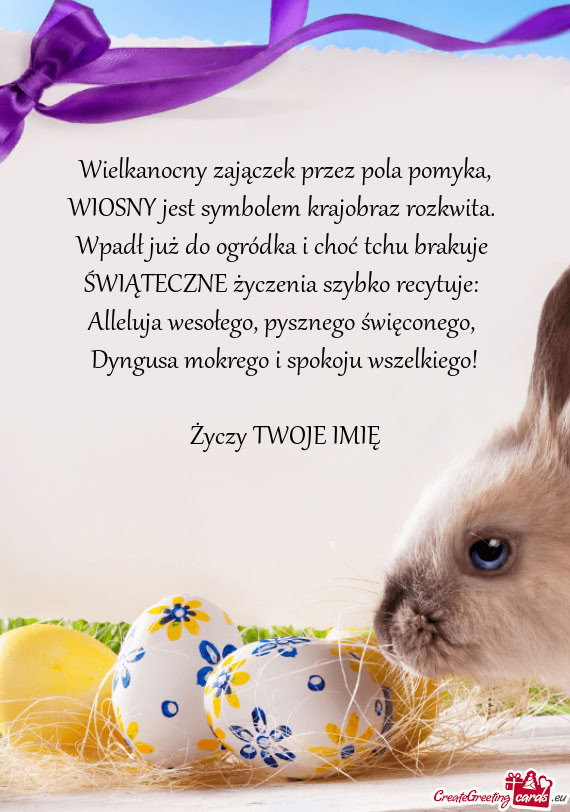 Wielkanocny zajączek przez pola pomyka,  WIOSNY jest symbolem krajobraz