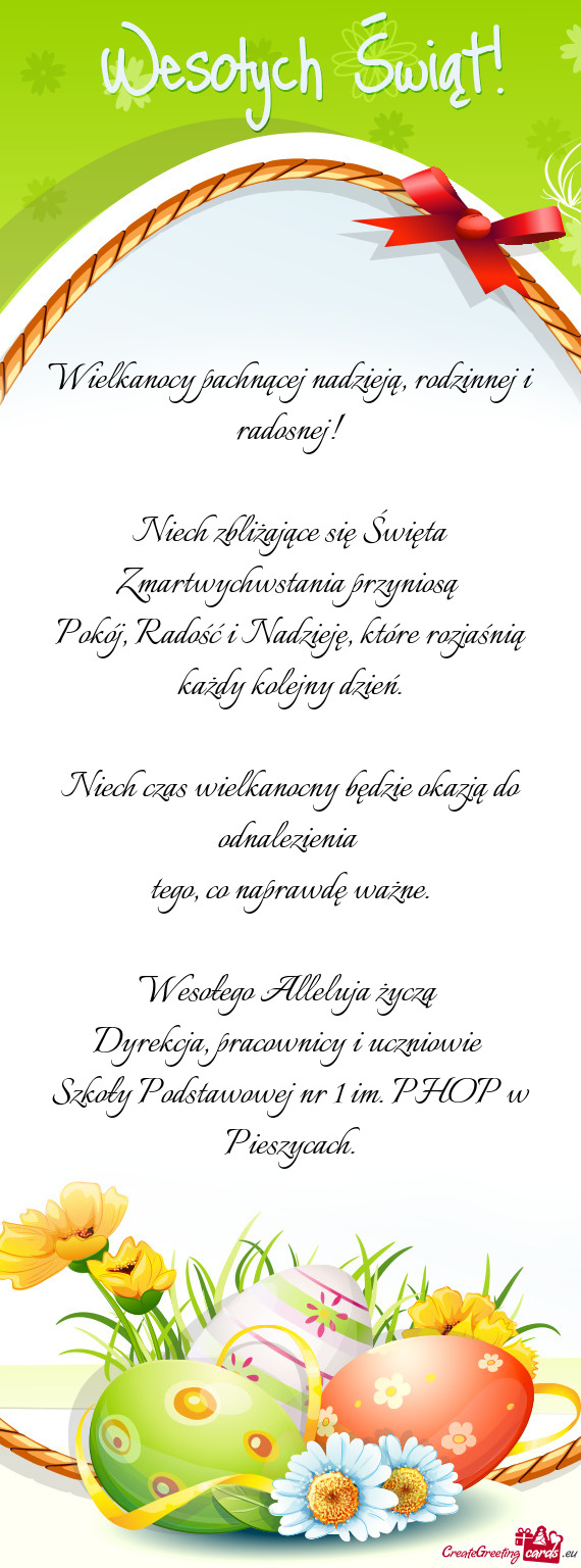 Wielkanocy pachnącej nadzieją, rodzinnej i radosnej