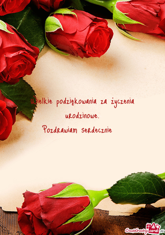 Wielkie podziękowania za życzenia urodzinowe.  Pozdrawiam serdecznie 🤗