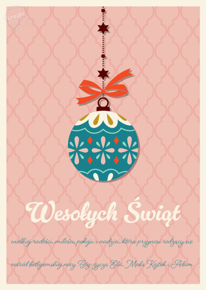 Wielkiej radości, miłości, pokoju i nadziei, którą przynosi rodzący się pośród betlejemskie