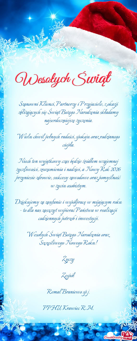 Wielu chwil pełnych radości, spokoju oraz rodzinnego ciepła