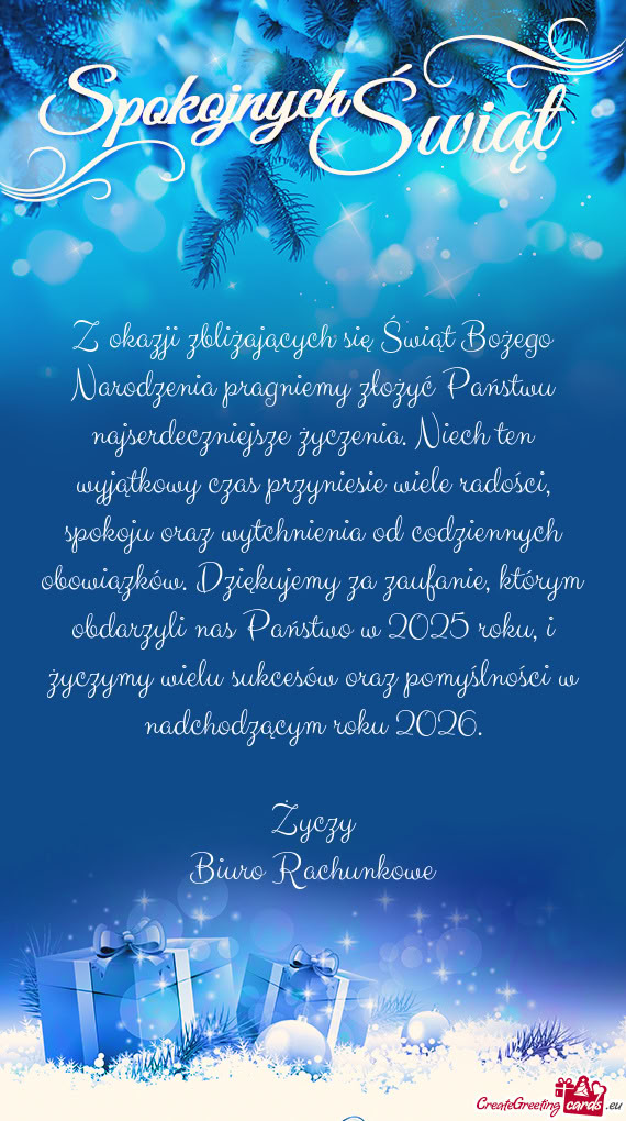 Wielu sukcesów oraz pomyślności w nadchodzącym roku 2026