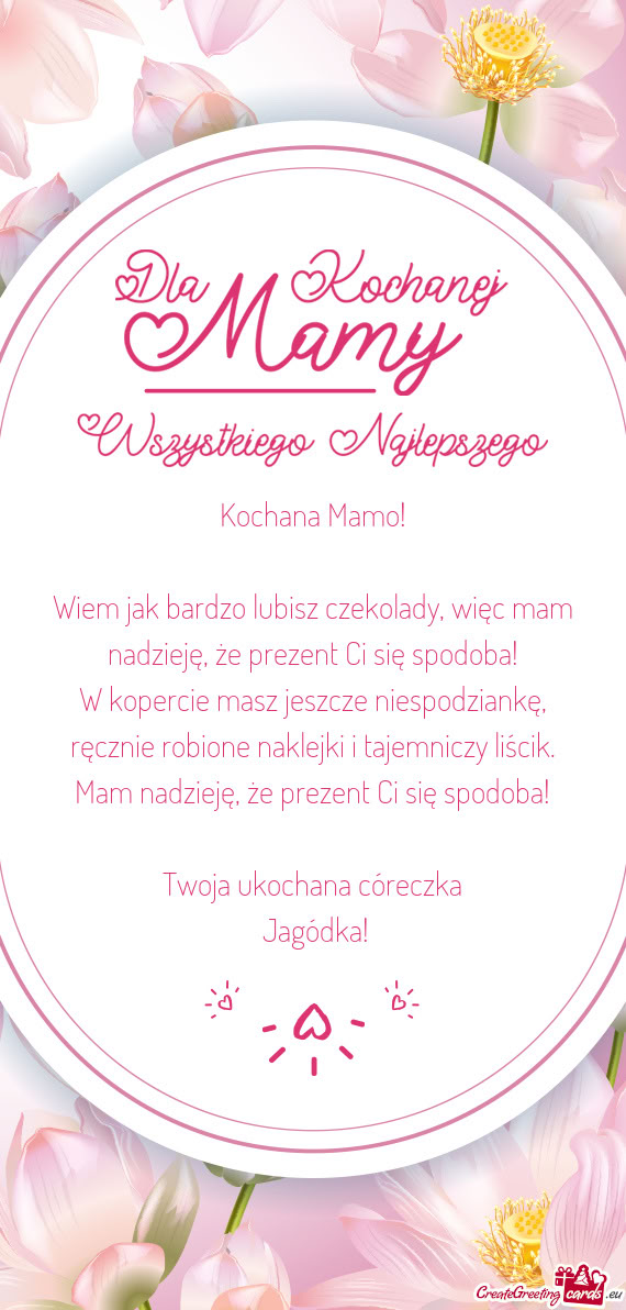 Wiem jak bardzo lubisz czekolady, więc mam nadzieję, że prezent Ci się spodoba
