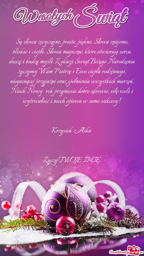 Wierają serca, duszę i budzą myśli. Z okazji Świąt Bożego Narodzenia życzymy Wam Piotrze i E