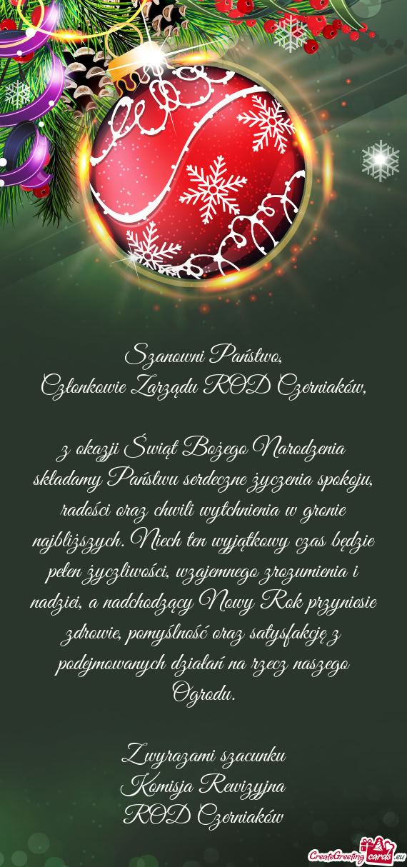 Wili wytchnienia w gronie najbliższych. Niech ten wyjątkowy czas będzie pełen życzliwości, wza