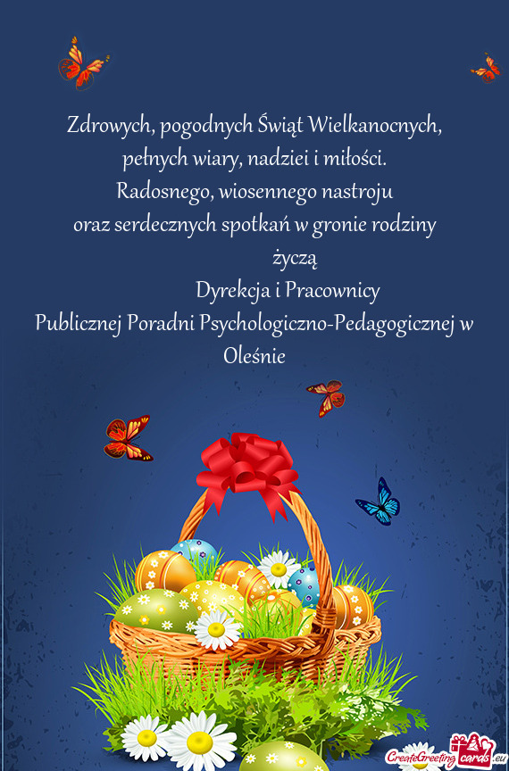 Wiosennego nastroju oraz serdecznych spotkań w gronie rodziny     życzą