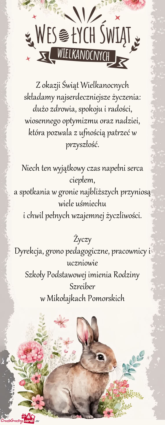 Wiosennego optymizmu oraz nadziei