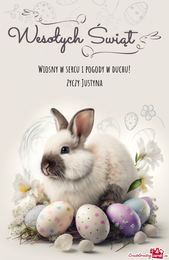 Wiosny w sercu i pogody w duchu!  życzy Justyna