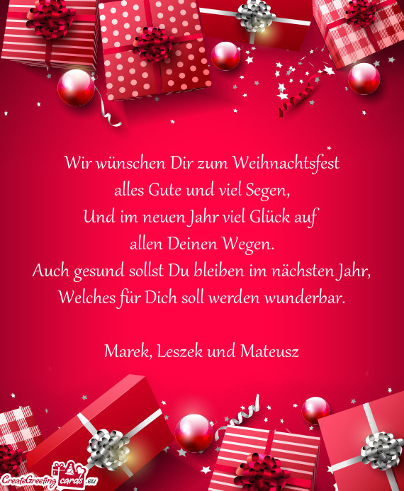 Wir wünschen Dir zum Weihnachtsfest