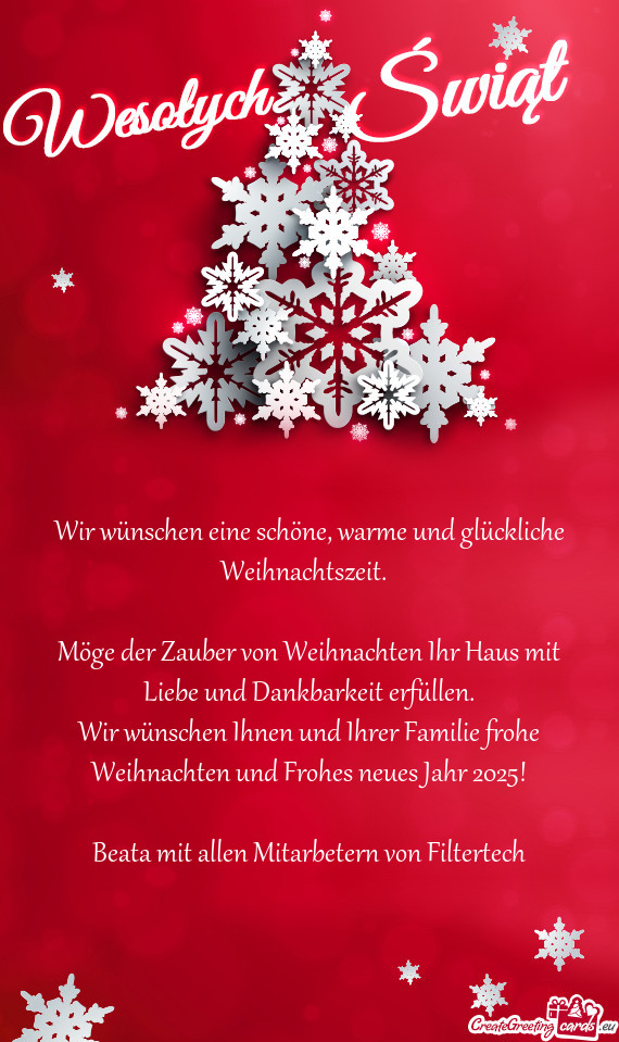 Wir wünschen eine schöne, warme und glückliche Weihnachtszeit