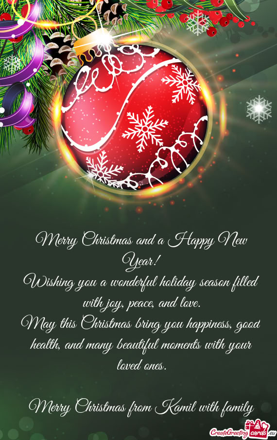 Wishing you a wonderful holiday season filled with joy, peace, and love