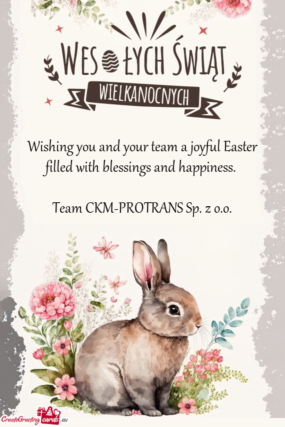 Wishing you and your team a joyful Easter filled with blessings and happiness