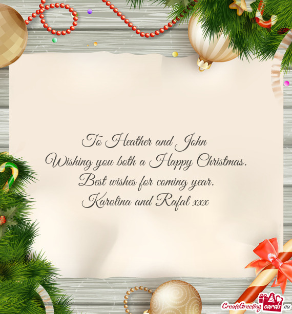 Wishing you both a Happy Christmas