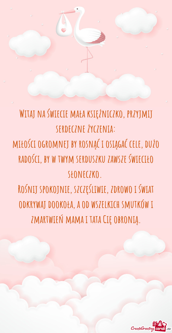 Witaj na świecie mała księżniczko, przyjmij serdeczne życzenia