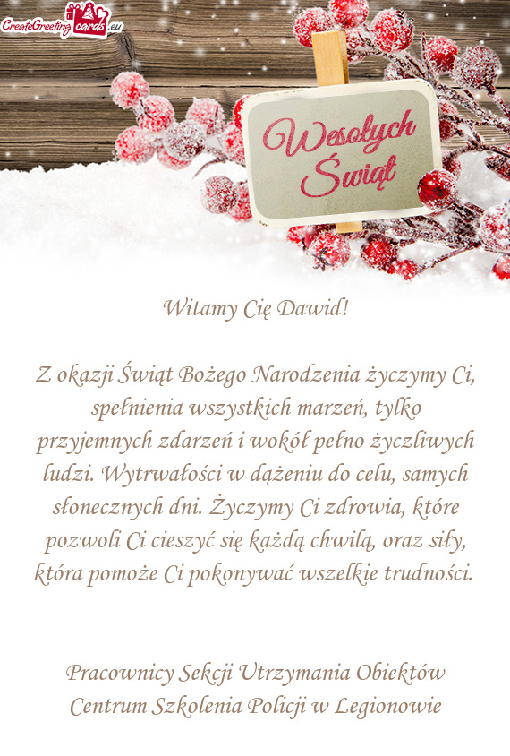 Witamy Cię Dawid