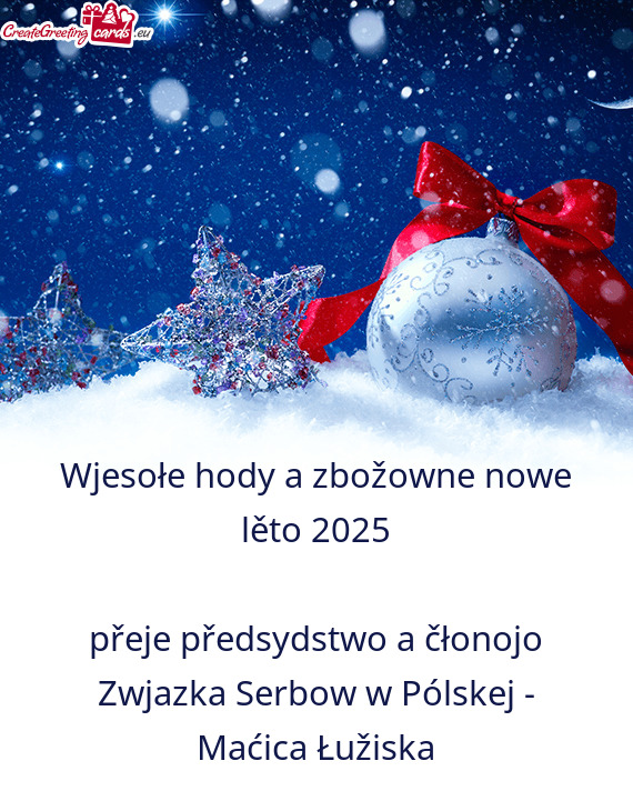 Wjesołe hody a zbožowne nowe lěto 2025