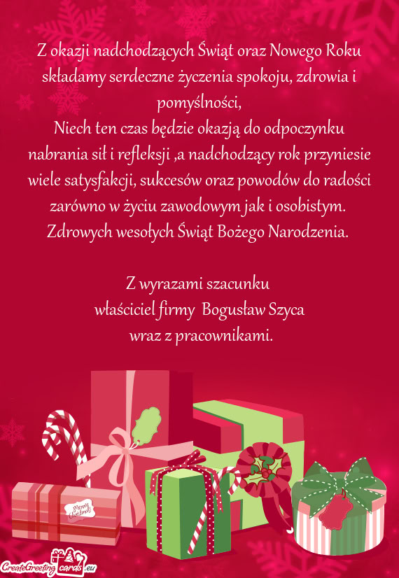 Właściciel firmy Bogusław Szyca