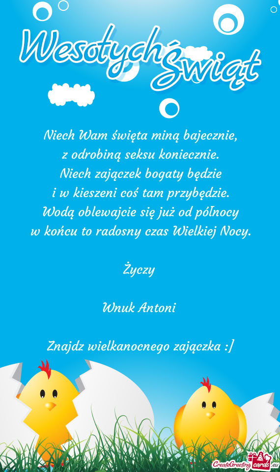 Wnuk Antoni  Znajdz wielkanocnego zajączka