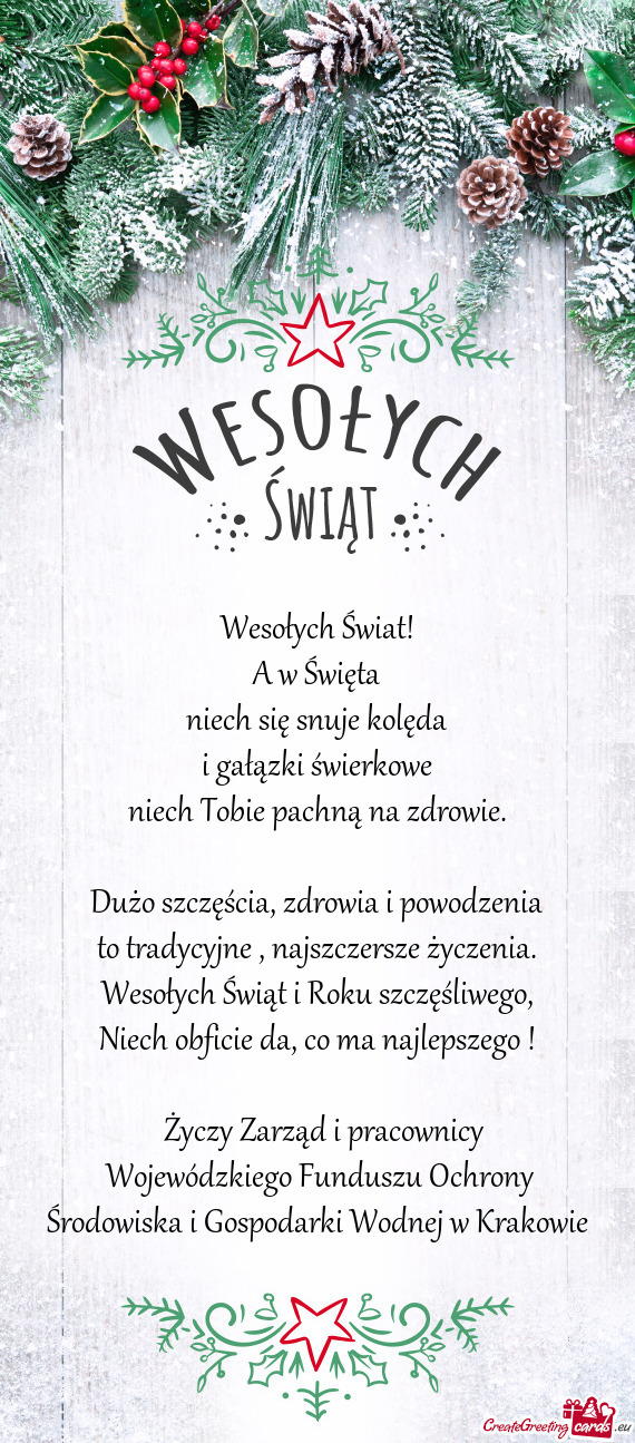 Wojewódzkiego Funduszu Ochrony Środowiska i Gospodarki Wodnej w Krakowie