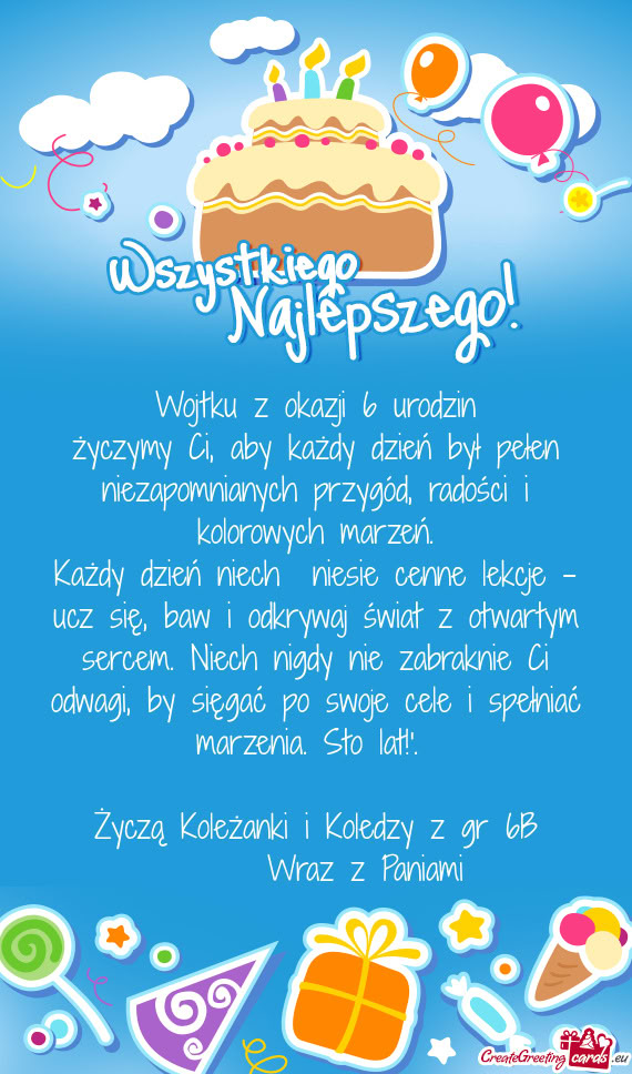 Wojtku z okazji 6 urodzin