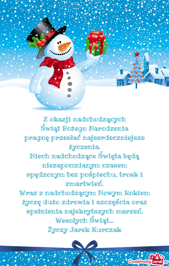 Wraz z nadchodzącym Nowym Rokiem życzę dużo zdrowia i szczęścia oraz spełnienia najskrytszych