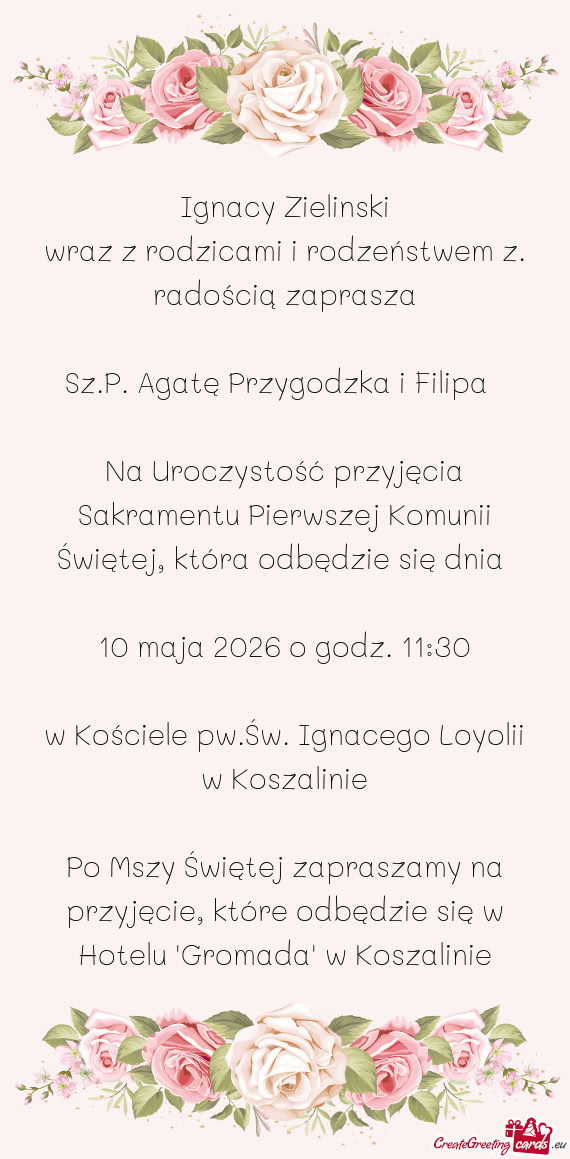 Wraz z rodzicami i rodzeństwem z. radością zaprasza