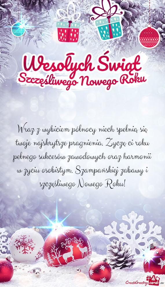 Wraz z wybiciem północy niech spełnią się twoje najskrytsze pragnienia. Życzę ci roku pełneg