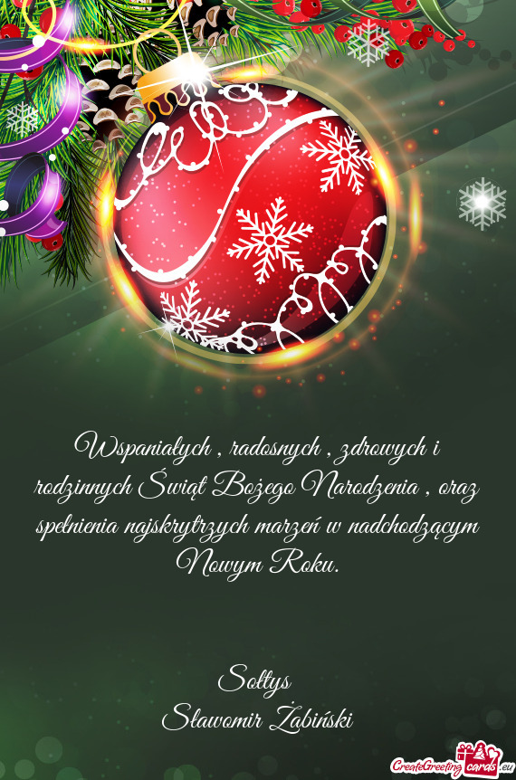 Wspaniałych , radosnych , zdrowych i rodzinnych Świąt Bożego Narodzenia , oraz spełnienia najsk