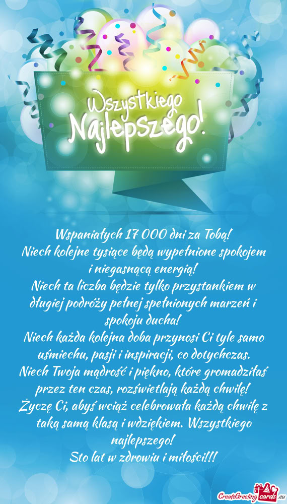 Wspaniałych 17 000 dni za Tobą