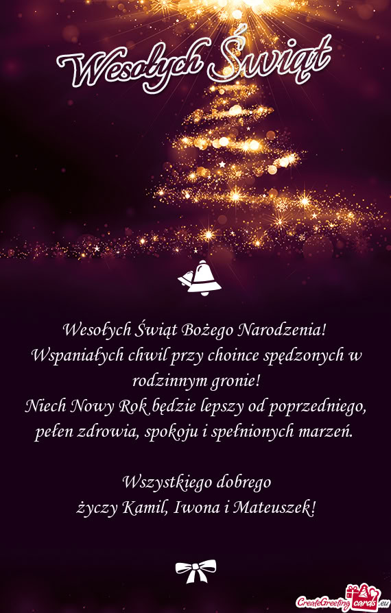 Wspaniałych chwil przy choince spędzonych w rodzinnym gronie