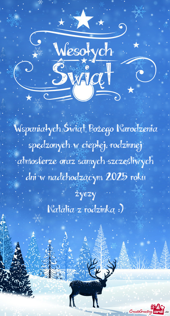 Wspaniałych Świąt Bożego Narodzenia spędzonych w ciepłej, rodzinnej