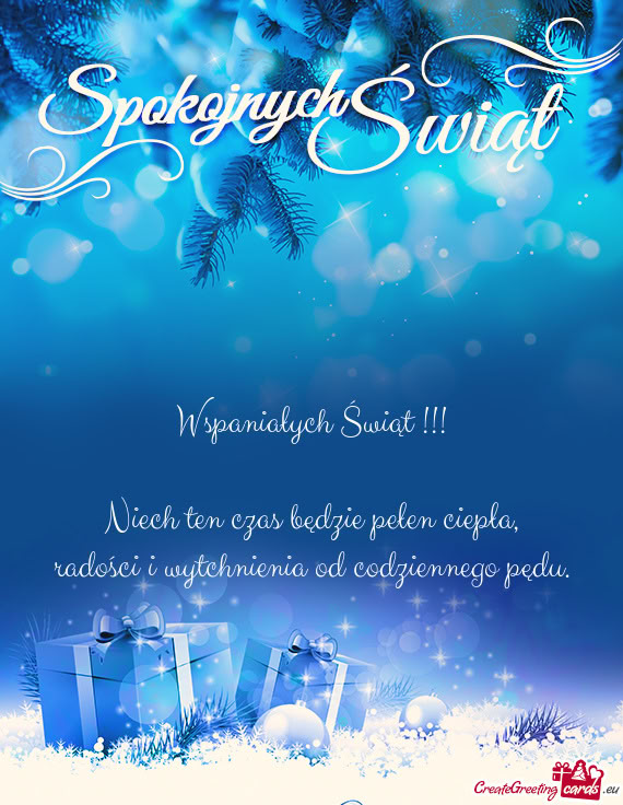 Wspaniałych Świąt !!! Niech ten czas będzie pełen ciepła