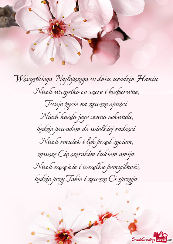 Wsxystkiego Najlepszego w dniu urodzin Haniu