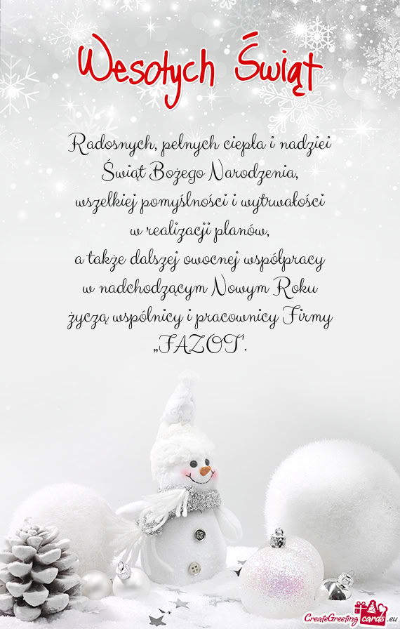 Wszelkiej pomyślności i wytrwałości