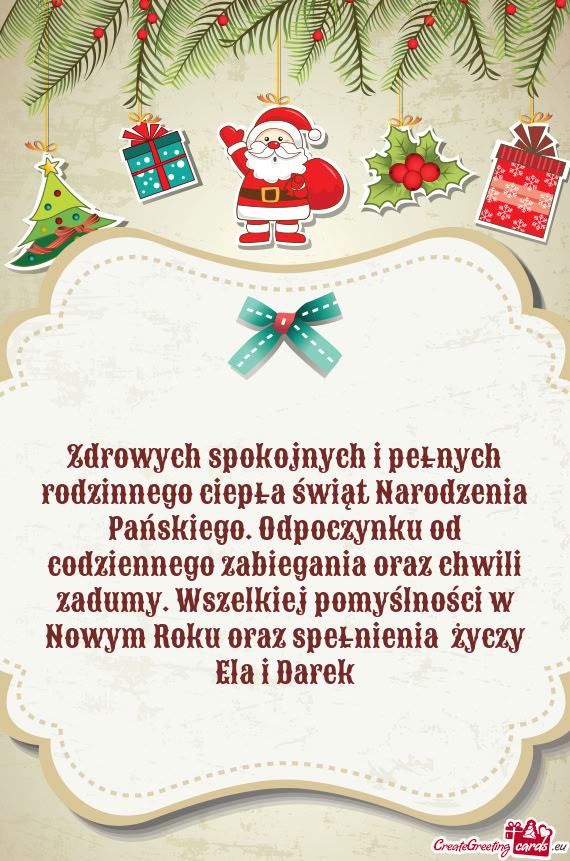 Wszelkiej pomyślności w Nowym Roku oraz spełnienia Ela i Darek