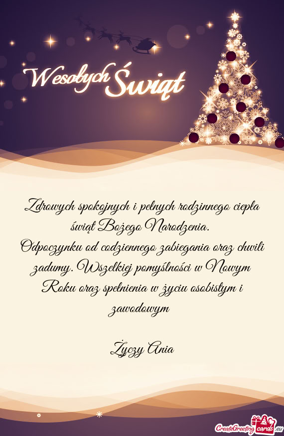 Wszelkiej pomyślności w Nowym Roku oraz spełnienia w życiu osobistym i zawodowym  Ani