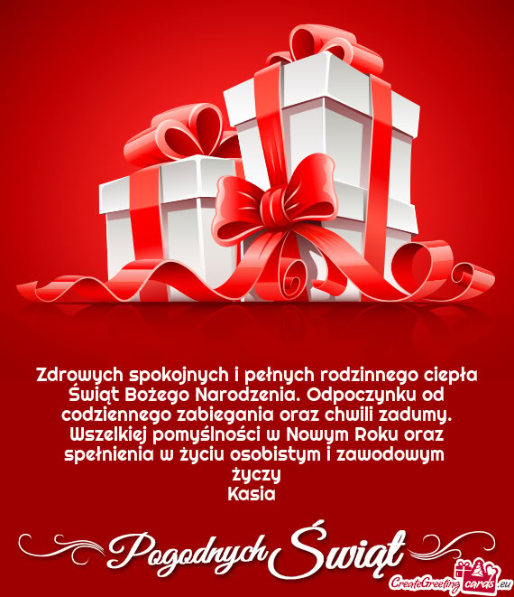 Wszelkiej pomyślności w Nowym Roku oraz spełnienia w życiu osobistym i zawodowym życzy Kasi