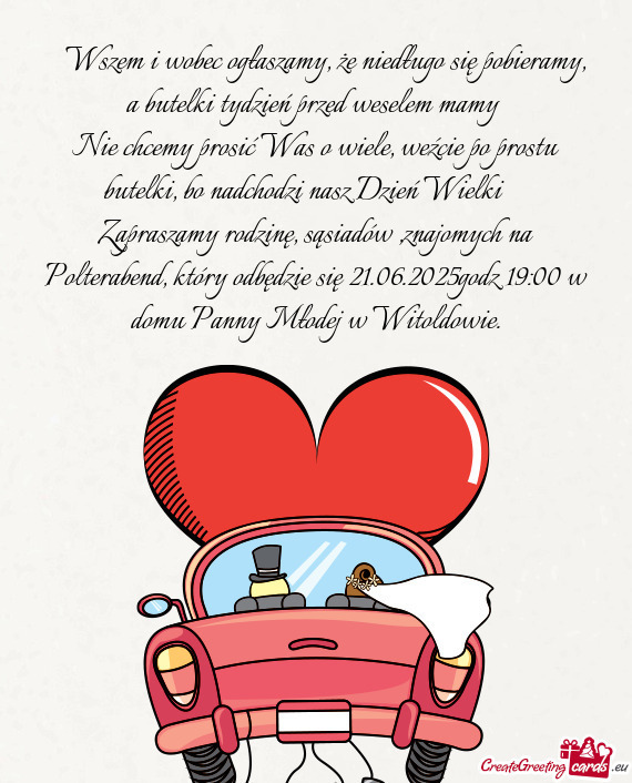 🎉🎊 Wszem i wobec ogłaszamy, że niedługo się pobieramy, a butelki tydzień przed weselem ma