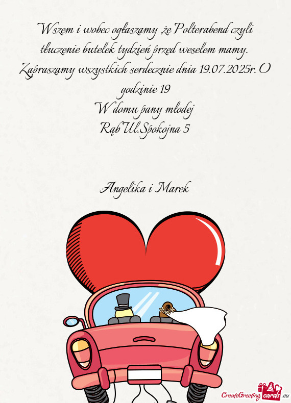 Wszem i wobec ogłaszamy ,że Polterabend czyli tłuczenie butelek tydzień przed weselem mamy