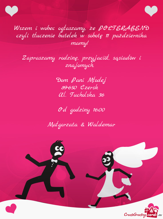 Wszem i wobec ogłaszamy, że POLTERABEND czyli tłuczenie butelek w sobotę 11 października mamy