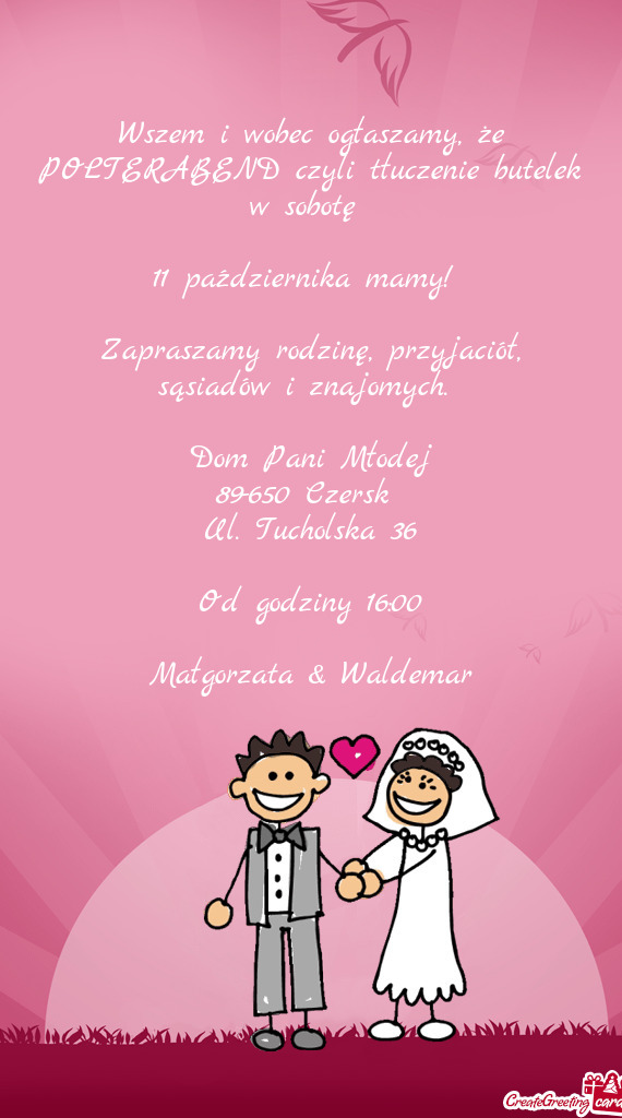 Wszem i wobec ogłaszamy, że POLTERABEND czyli tłuczenie butelek w sobotę