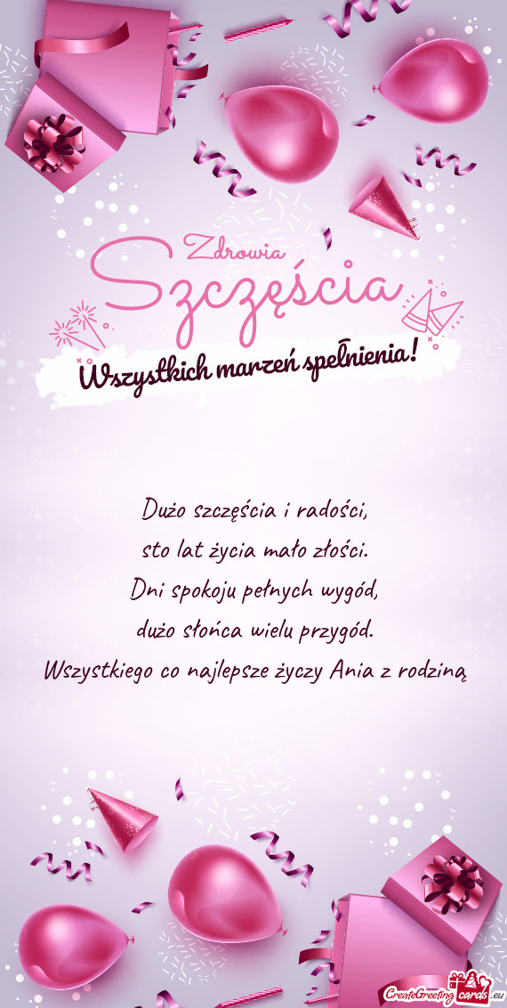 Wszystkiego co najlepsze Ania z rodziną