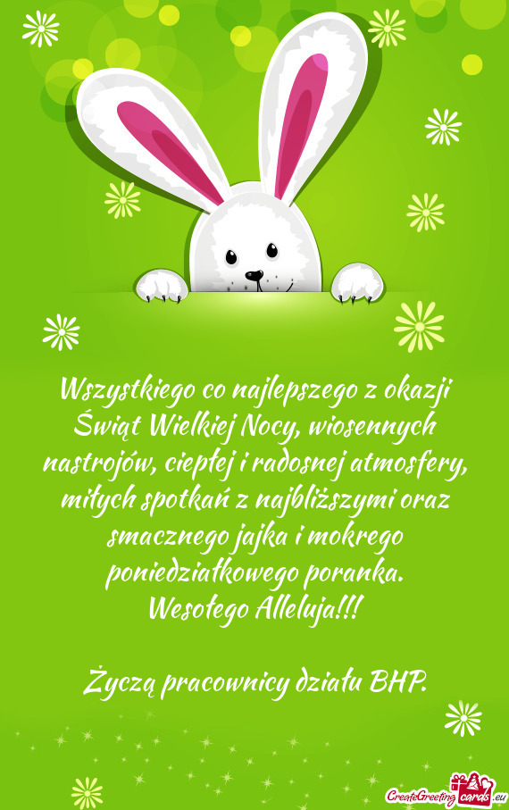 Wszystkiego co najlepszego z okazji Świąt Wielkiej Nocy, wiosennych nastrojów, ciepłej i radosn