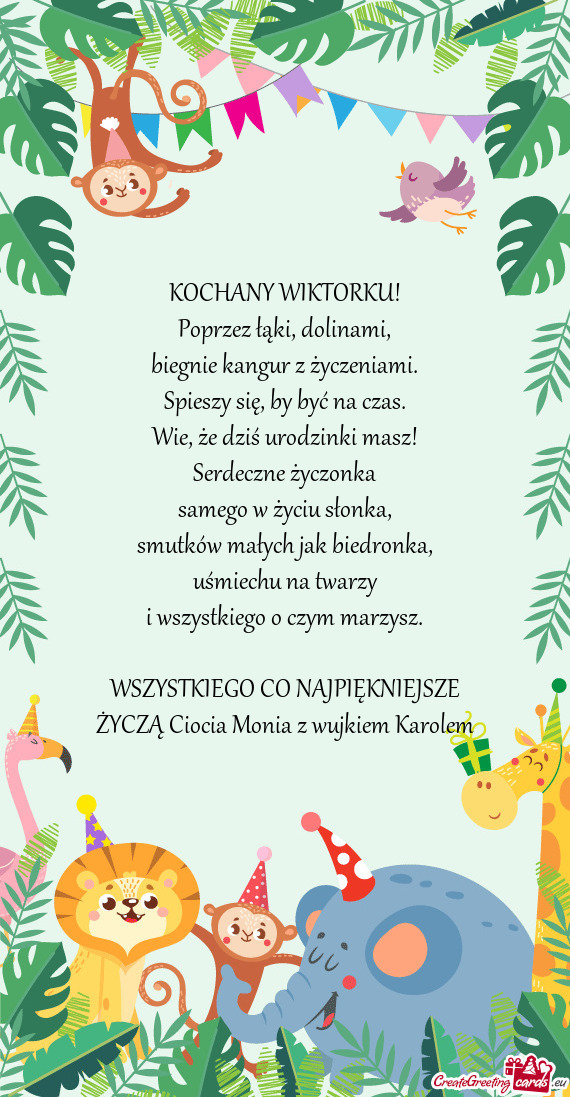 WSZYSTKIEGO CO NAJPIĘKNIEJSZE ŻYCZĄ Ciocia Monia z wujkiem Karolem ❤️❤️❤️